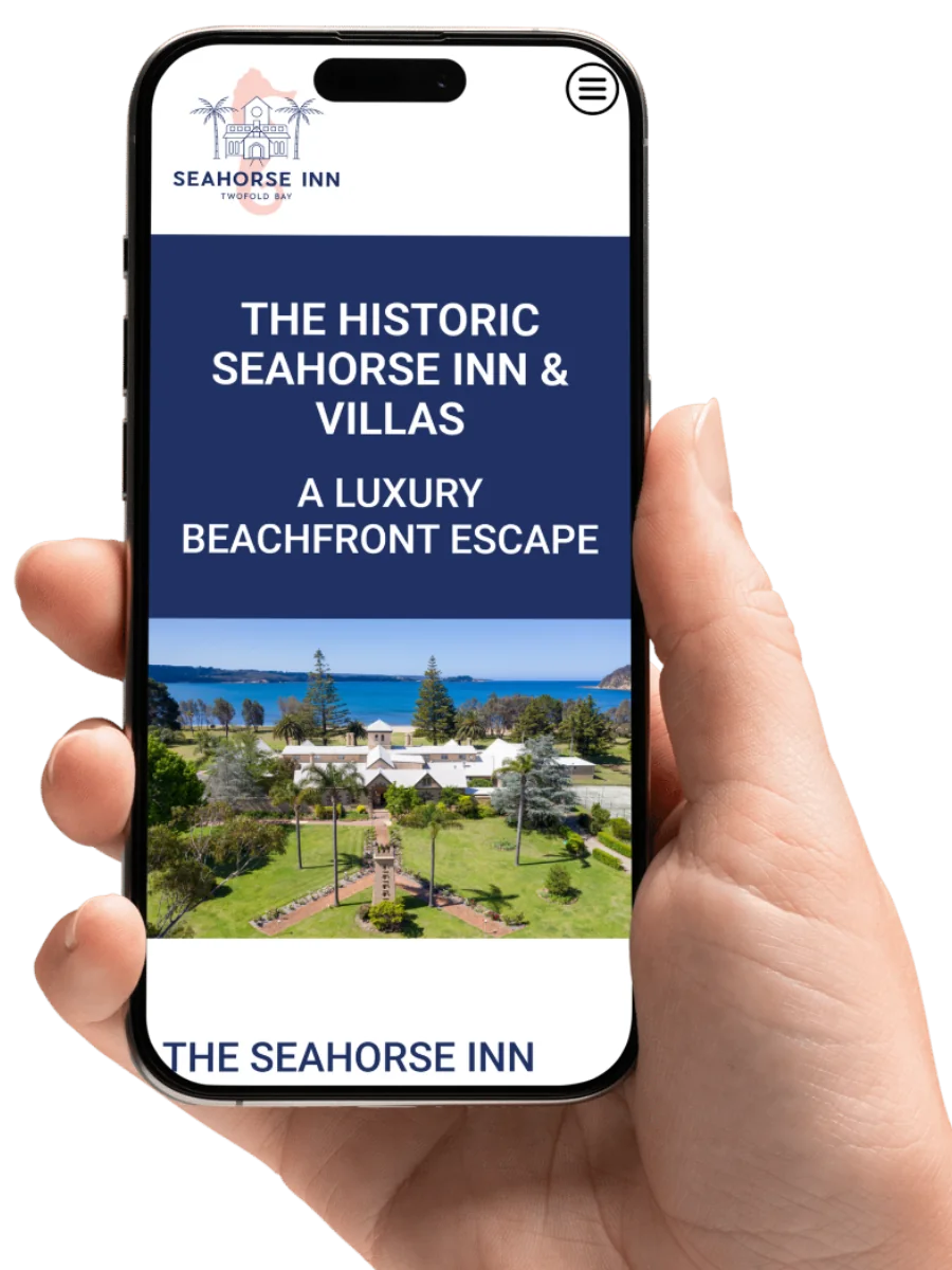 The Seahorse Inn website on a phone